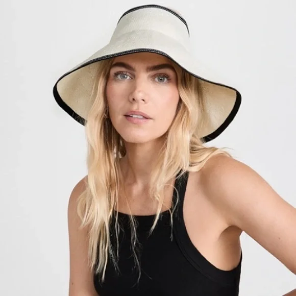 Janessa Leone Odette Packable Straw Visor Janessa Leoné Odette Packable Straw Visor in Bleach | Smart  main image 4